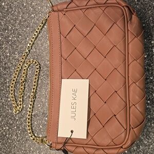 NWT Jules Kae Lillian bag shoulder clutch wristlet gold chain vegan leather
